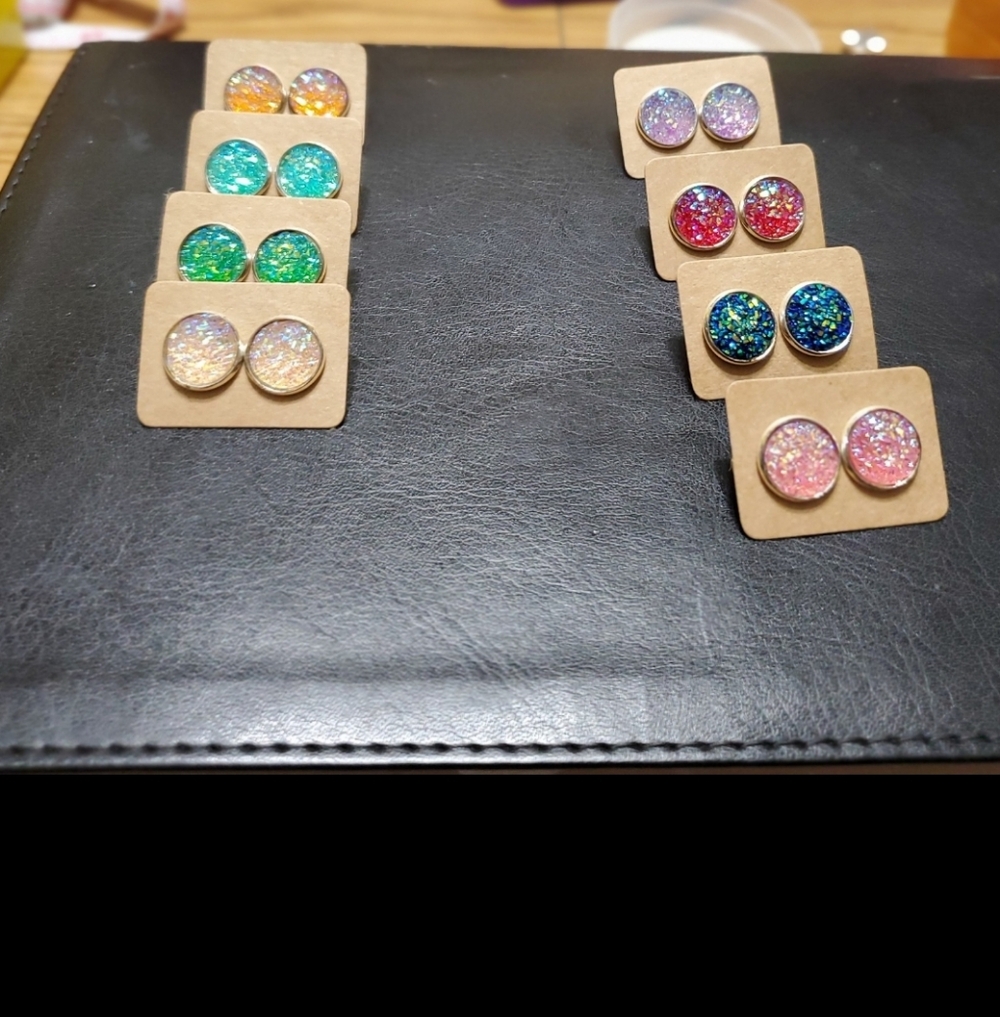 Women's Druzy Post Earrings - Picture 3 of 11